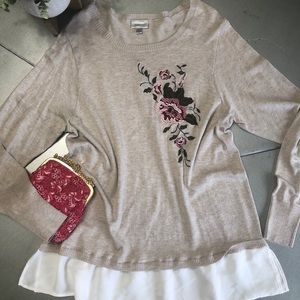 🌟14/16 Avenue- embroidered 2fer Sweater NWOT